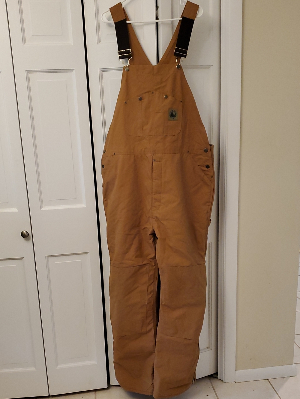 EUC Berne Insulated Duck Bib Overalls 42-44 Extra Large Tall Tan Cotton Work